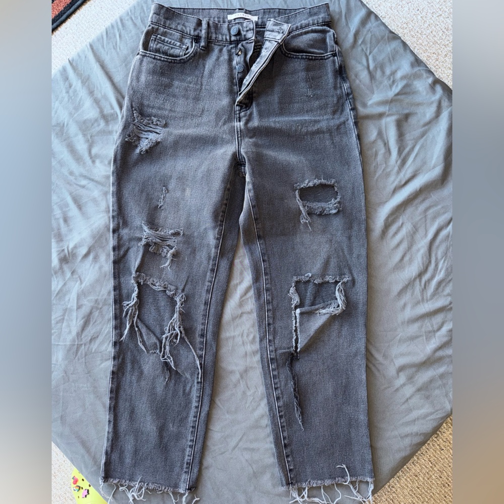 PacSun Distressed Black Ripped Straight Jeans